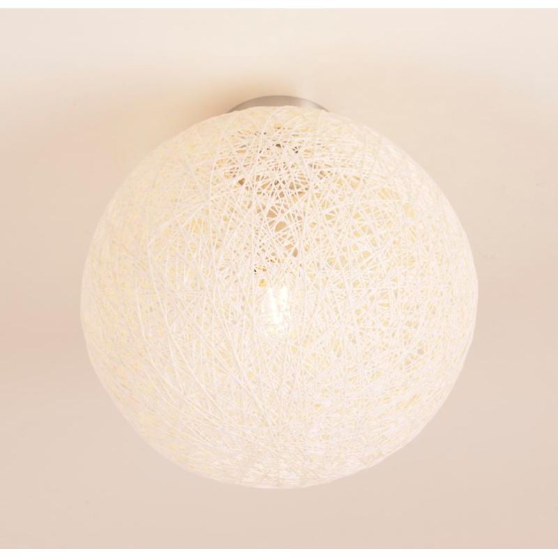 NIDO GRANDE PLAFONIERA IN CORDA INCOLLATA BIANCA DIAMETRO 35 CM DI ILLUMINADO Illuminando - Cristalensi Shop Online