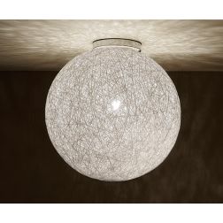 NIDO GRANDE PLAFONIERA IN CORDA INCOLLATA BIANCA DIAMETRO 35 CM DI ILLUMINADO Illuminando - Cristalensi Shop Online