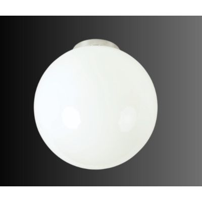 SFERA PICCOLA PLAFONIERA IN VETRO BIANCO LUCIDO MONTATURA CROMO DIAMETRO 15 CM Illuminando - Cristalensi Shop Online
