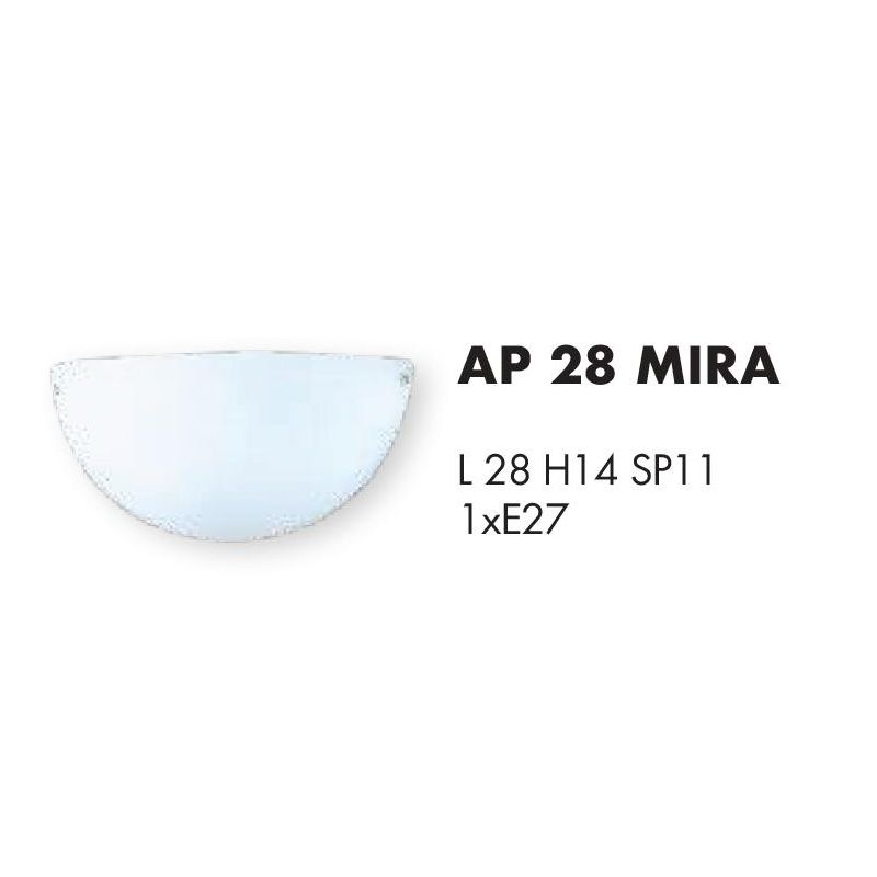 MIRA APPLIQUE A VASCHETTA IN VETRO BIANCO SATINATO LAMPADINA ATTACCO E27 STILE CLASSICO