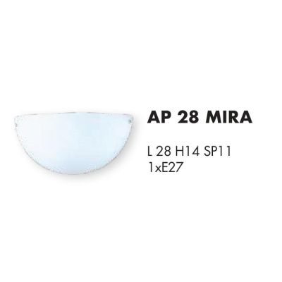 MIRA APPLIQUE A VASCHETTA IN VETRO BIANCO SATINATO LAMPADINA ATTACCO E27 STILE CLASSICO
