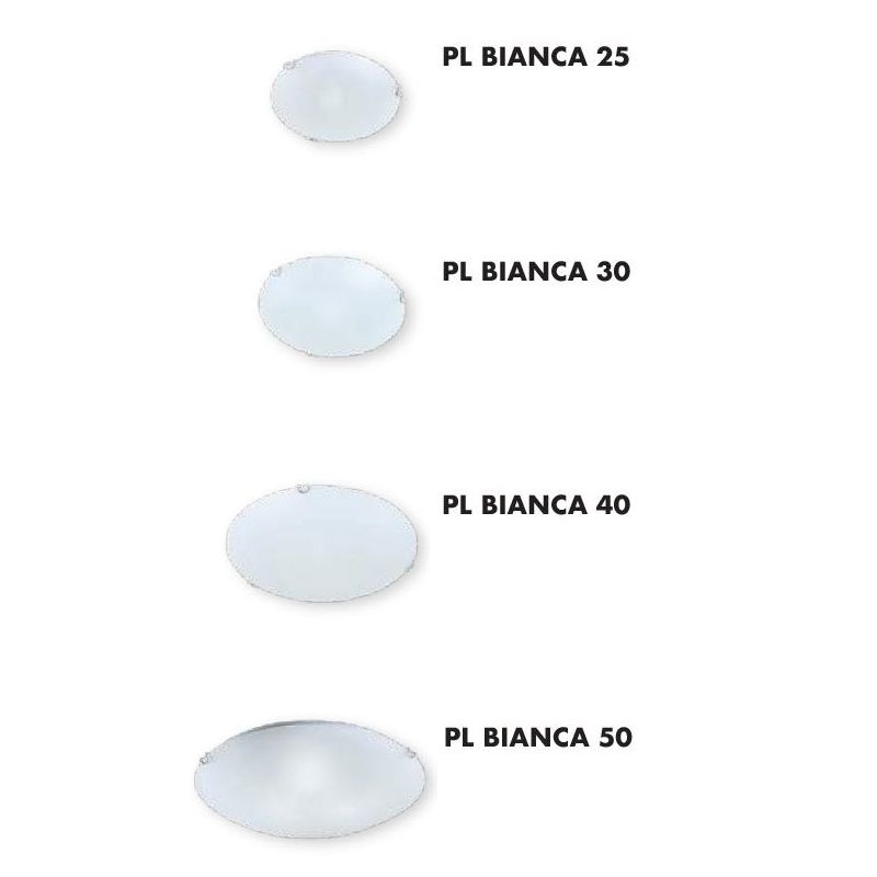 BIANCA LAMPADA DA SOFFITTO ROTONDA 4 MISURE IN VETRO BIANCO SATINATO LAMPADINE ATTACCO E27