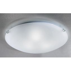 BIANCA LAMPADA DA SOFFITTO ROTONDA 4 MISURE IN VETRO BIANCO SATINATO LAMPADINE ATTACCO E27 2