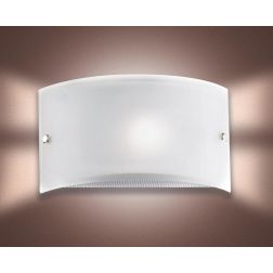 BIANCA APPLIQUE A FASCIA IN VETRO CURVO BIANCO SATINATO LAMPADINA ATTACCO E27 CLASSICA