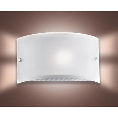BIANCA APPLIQUE A FASCIA IN VETRO CURVO BIANCO SATINATO LAMPADINA ATTACCO E27 CLASSICA