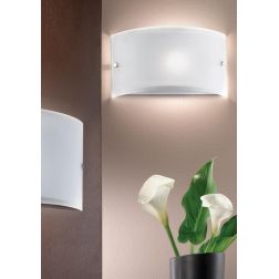 BIANCA APPLIQUE A FASCIA IN VETRO CURVO BIANCO SATINATO LAMPADINA ATTACCO E27 CLASSICA 2