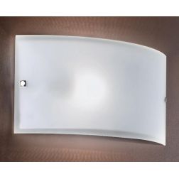 BIANCA APPLIQUE A FASCIA IN VETRO CURVO BIANCO SATINATO CON LAMPADINE ATTACCO E27 CLASSICA