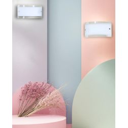 ARIA LAMPADA DA PARETE IN VETRO BIANCO BORDO TRASPARENTE LUCE DIFFUSA Illuminando - Cristalensi Shop Online 2