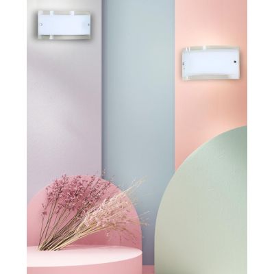 ARIA LAMPADA DA PARETE IN VETRO BIANCO BORDO TRASPARENTE LUCE DIFFUSA Illuminando - Cristalensi Shop Online
