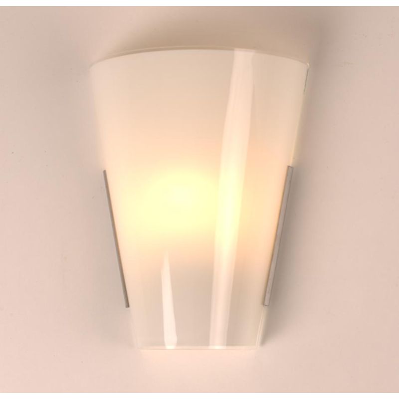 TEGOLA APPLIQUE IN VETRO BIANCO LUCIDO CON PORTALAMPADE 1XE27 ECONOMICO ILLUMINANDO Illuminando - Cristalensi Shop Online