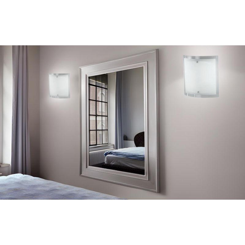 VELA PLAFONIERA PICCOLA VETRO CURVO RETTANGOLARE BIANCO CON BORDO TRASPARENTE Illuminando - Cristalensi Shop Online