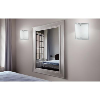 VELA PLAFONIERA PICCOLA VETRO CURVO RETTANGOLARE BIANCO CON BORDO TRASPARENTE Illuminando - Cristalensi Shop Online
