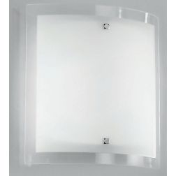 VELA MEDIA PLAFONIERA VETRO RETTANGOLARE BIANCO BORDO TRASPARENTE Illuminando - Cristalensi Shop Online 2
