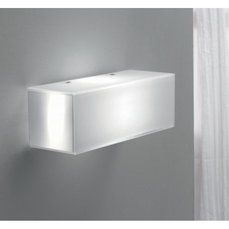 CUBIC PARETE/SOFFITTO LAMPADA IN VETRO BIANCO LATTE LUCIDO Illuminando - Cristalensi Shop Online