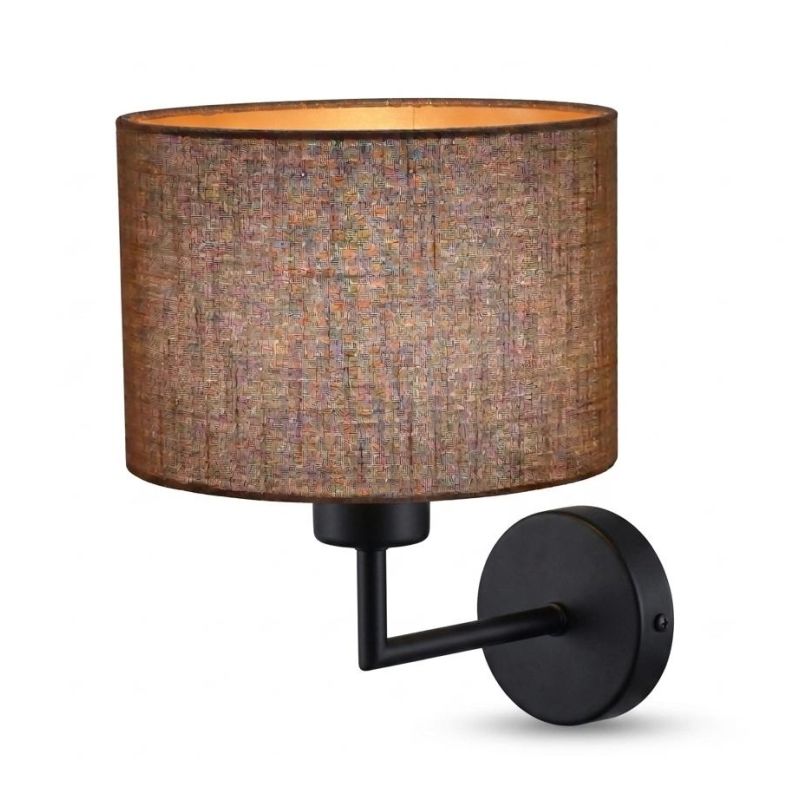 CILINDRO LAMPADA DA PARETE IN METALLO 5 COLORI CON PARALUME IN TESSUTO DI LINO 3 COLORI LAMPADINA ATTACCO E27