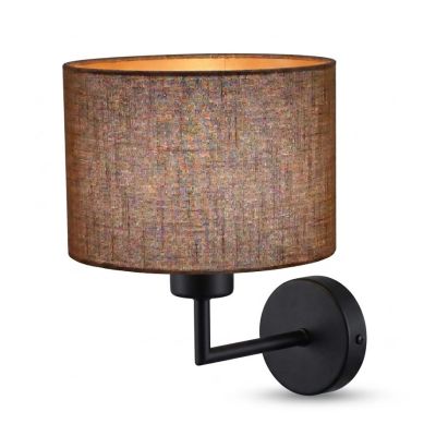 CILINDRO LAMPADA DA PARETE IN METALLO 5 COLORI CON PARALUME IN TESSUTO DI LINO 3 COLORI LAMPADINA ATTACCO E27