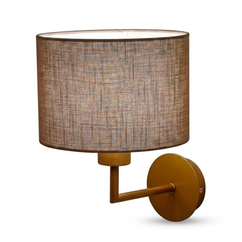 CILINDRO LAMPADA DA PARETE IN METALLO 5 COLORI CON PARALUME IN TESSUTO DI LINO 3 COLORI LAMPADINA ATTACCO E27