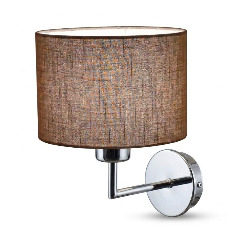 CILINDRO LAMPADA DA PARETE IN METALLO 5 COLORI CON PARALUME IN TESSUTO DI LINO 3 COLORI LAMPADINA ATTACCO E27