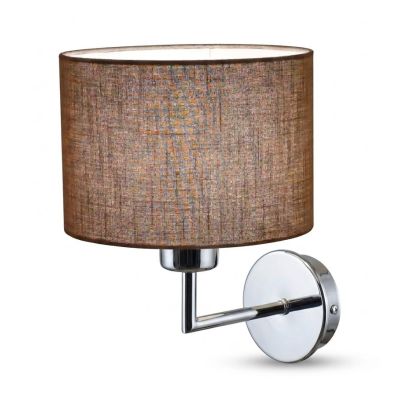 CILINDRO LAMPADA DA PARETE IN METALLO 5 COLORI CON PARALUME IN TESSUTO DI LINO 3 COLORI LAMPADINA ATTACCO E27