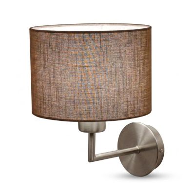 CILINDRO LAMPADA DA PARETE IN METALLO 5 COLORI CON PARALUME IN TESSUTO DI LINO 3 COLORI LAMPADINA ATTACCO E27