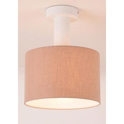 CILINDRO PLAFONIERA BIANCA CON PARALUME D20 CM IN TESSUTO DI LINO 3 COLORI LAMPADINA ATTACCO E27