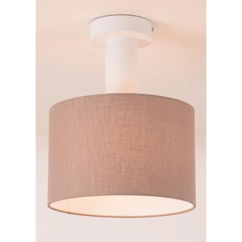 CILINDRO PLAFONIERA BIANCA CON PARALUME D20 CM IN TESSUTO DI LINO 3 COLORI LAMPADINA ATTACCO E27