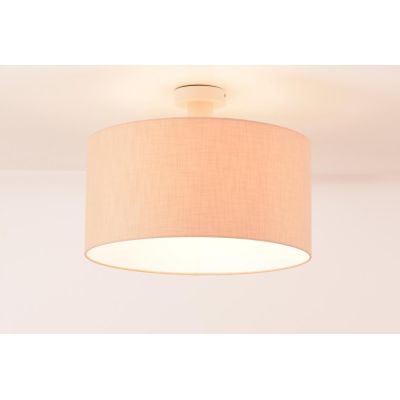 CILINDRO PLAFONIERA BIANCA CON PARALUME D35 CM IN TESSUTO DI LINO 3 COLORI LAMPADINA ATTACCO E27