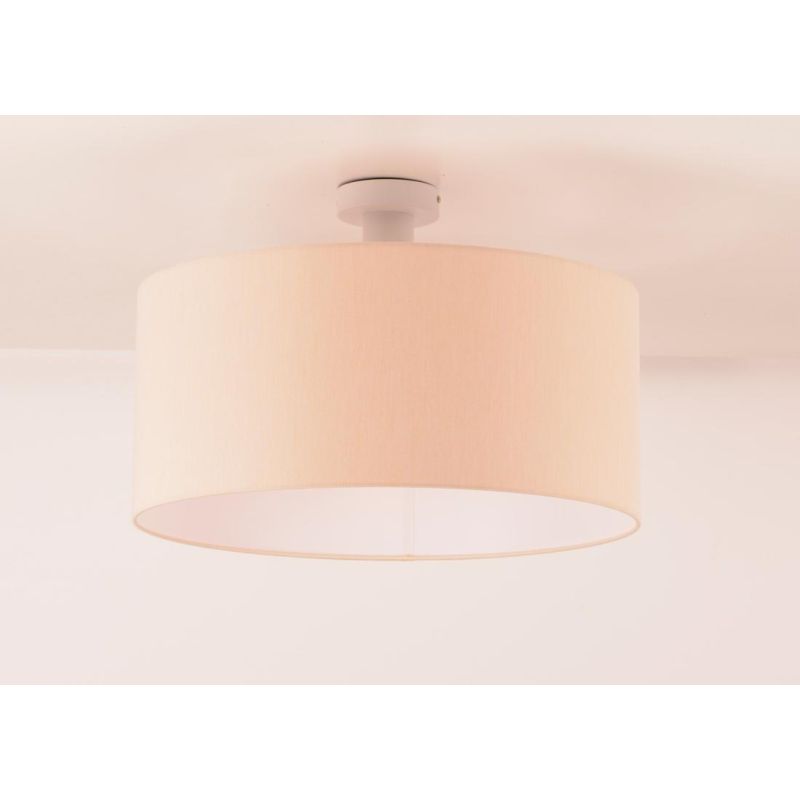 CILINDRO PLAFONIERA BIANCA CON PARALUME D35 CM IN TESSUTO DI LINO 3 COLORI LAMPADINA ATTACCO E27