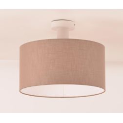 CILINDRO PLAFONIERA BIANCA CON PARALUME D35 CM IN TESSUTO DI LINO 3 COLORI LAMPADINA ATTACCO E27