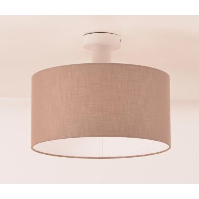 CILINDRO PLAFONIERA BIANCA CON PARALUME D35 CM IN TESSUTO DI LINO 3 COLORI LAMPADINA ATTACCO E27