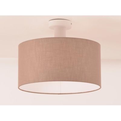 CILINDRO PLAFONIERA BIANCA CON PARALUME D43 CM IN TESSUTO DI LINO 3 COLORI LAMPADINA ATTACCO E27