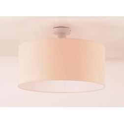 CILINDRO PLAFONIERA BIANCA CON PARALUME D43 CM IN TESSUTO DI LINO 3 COLORI LAMPADINA ATTACCO E27