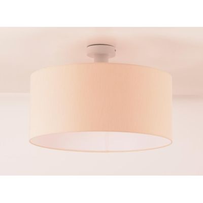 CILINDRO PLAFONIERA BIANCA CON PARALUME D43 CM IN TESSUTO DI LINO 3 COLORI LAMPADINA ATTACCO E27