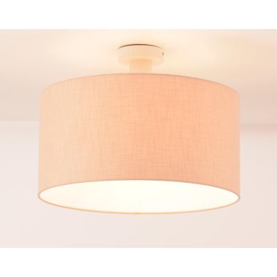 CILINDRO PLAFONIERA BIANCA CON PARALUME D43 CM IN TESSUTO DI LINO 3 COLORI LAMPADINA ATTACCO E27