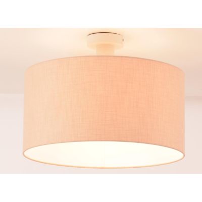 CILINDRO PLAFONIERA BIANCA CON PARALUME D58 CM IN TESSUTO DI LINO 3 COLORI LAMPADINA ATTACCO E27