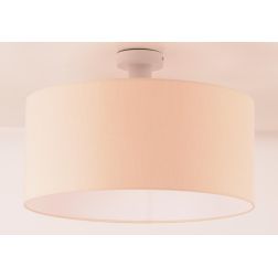 CILINDRO PLAFONIERA BIANCA CON PARALUME D58 CM IN TESSUTO DI LINO 3 COLORI LAMPADINA ATTACCO E27