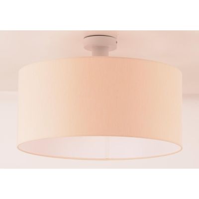 CILINDRO PLAFONIERA BIANCA CON PARALUME D58 CM IN TESSUTO DI LINO 3 COLORI LAMPADINA ATTACCO E27