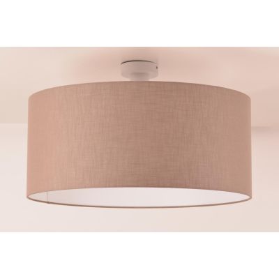 CILINDRO PLAFONIERA BIANCA CON PARALUME D58 CM IN TESSUTO DI LINO 3 COLORI LAMPADINA ATTACCO E27