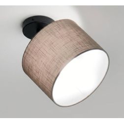 PUB APPLIQUE PLAFONIERA ORIENTABILE BIANCA O NERA CON PARALUME IN TESSUTO DI LINO 3 COLORI LAMPADINA E27 2