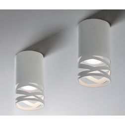 CHIMERA MINI PLAFONIERA IN METALLO BIANCO CON INTAGLI E CON LAMPADINA ATTACCO GU10 MODERNA 2