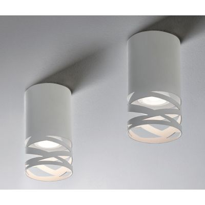 CHIMERA MINI PLAFONIERA IN METALLO BIANCO CON INTAGLI E CON LAMPADINA ATTACCO GU10 MODERNA