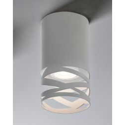 CHIMERA MINI PLAFONIERA IN METALLO BIANCO CON INTAGLI E CON LAMPADINA ATTACCO GU10 MODERNA