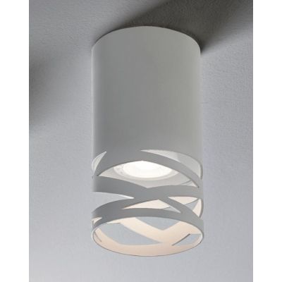 CHIMERA MINI PLAFONIERA IN METALLO BIANCO CON INTAGLI E CON LAMPADINA ATTACCO GU10 MODERNA