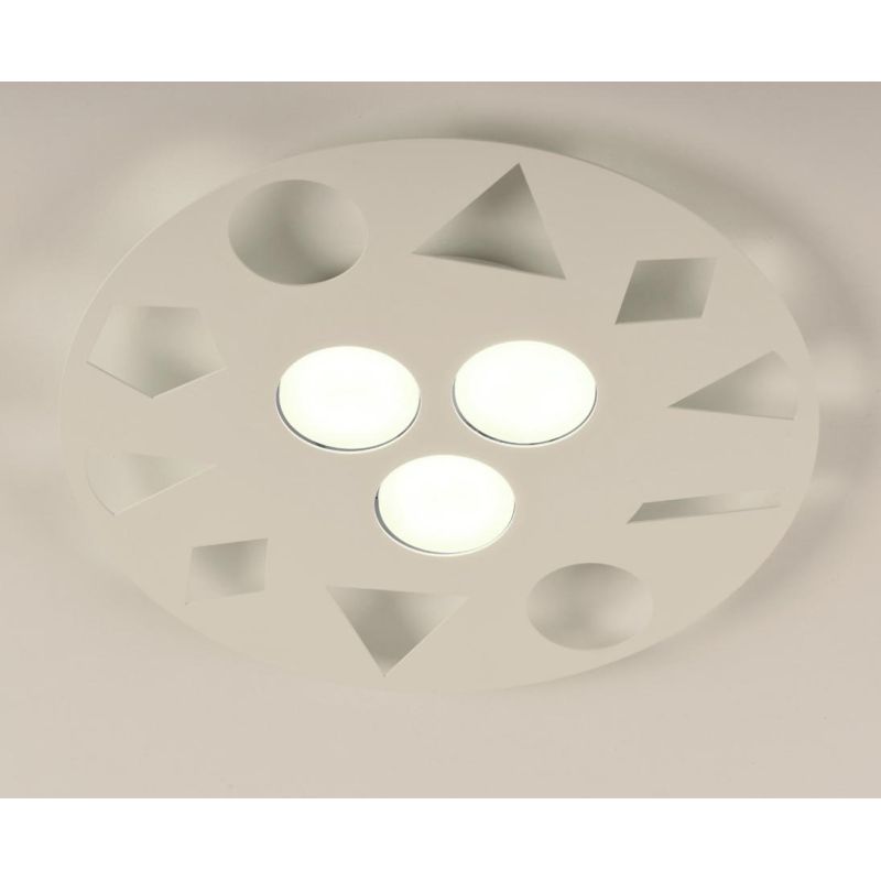 GEO PLAFONIERA ROTONDA IN METALLO TRAFORATO 2 MISURE BIANCA O SABBIA LAMPADINE ATTACCO GX53 MODERNA