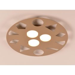 GEO PLAFONIERA ROTONDA IN METALLO TRAFORATO 2 MISURE BIANCA O SABBIA LAMPADINE ATTACCO GX53 MODERNA