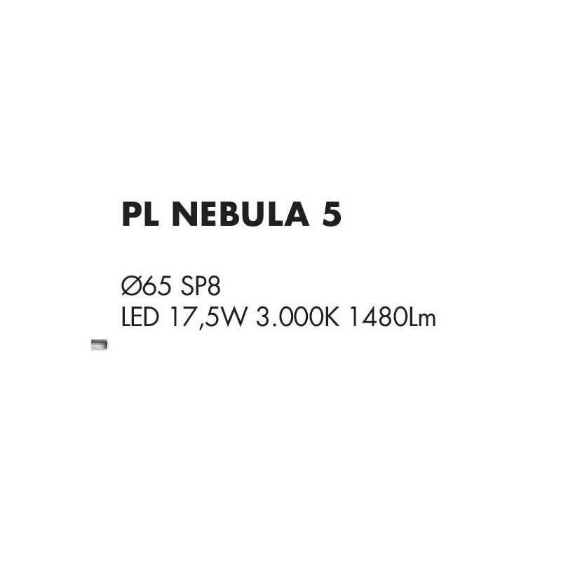 NEBULA PLAFONIERA MODERNA D65 CM IN METALLO FINITURA NICHEL SATINATO LED 17,5W LUCE 3000K