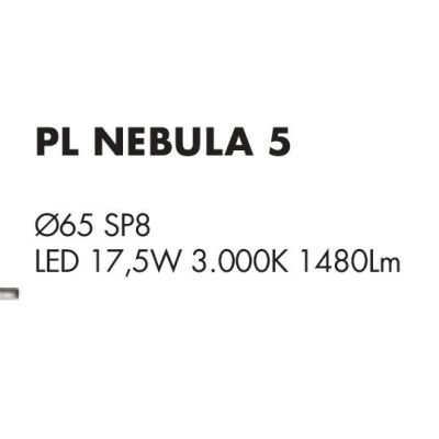 NEBULA PLAFONIERA MODERNA D65 CM IN METALLO FINITURA NICHEL SATINATO LED 17,5W LUCE 3000K