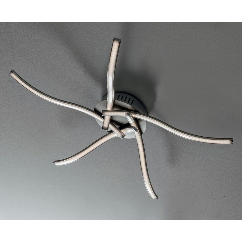 NEBULA PLAFONIERA MODERNA D65 CM IN METALLO FINITURA NICHEL SATINATO LED 17,5W LUCE 3000K