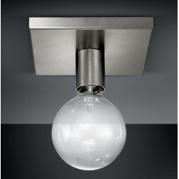 SEMPLICE PLAFONIERA GRANDE IN METALLO BIANCO, CROMO O NICHEL SATINATO LAMPADINA A VISTA Illuminando - Cristalensi Shop Online