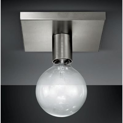 SEMPLICE PLAFONIERA GRANDE IN METALLO BIANCO, CROMO O NICHEL SATINATO LAMPADINA A VISTA Illuminando - Cristalensi Shop Online